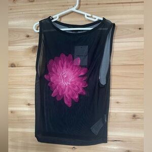 Forever 21 Black Tank with Pink Floral Accent